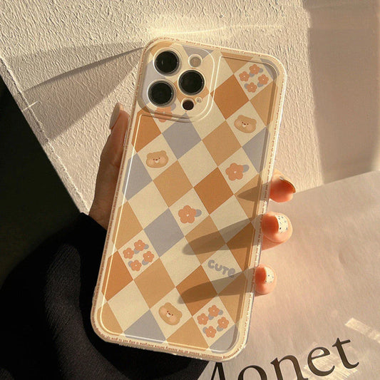 Stylish Geometric Rhombus Grid Protective Phone Case for iPhone in Various Colors