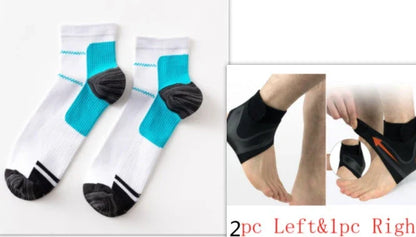 Adjustable ankle support brace for sports and running in black