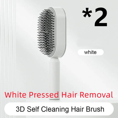 3D Air Cushion Hair Brush in elegant white, showcasing wide comb teeth and ergonomic handle