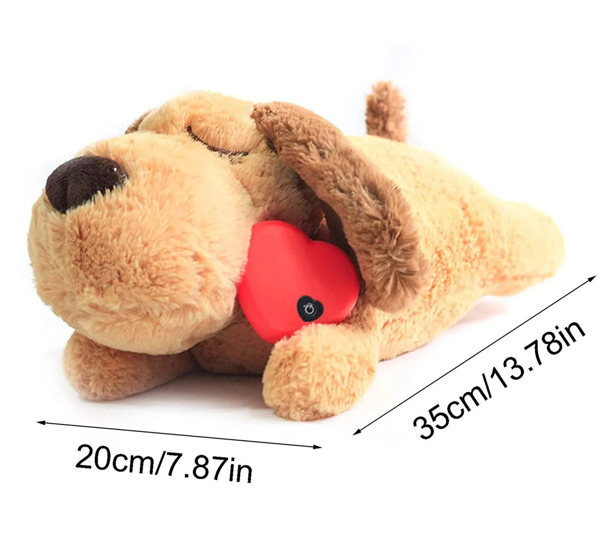 Interactive heartbeat plush toy dog for calming anxiety, 20x35x18cm, ordinary style