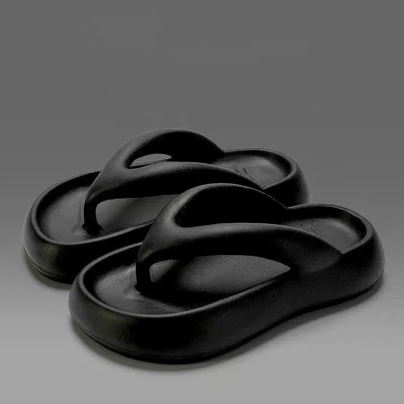 Solid colour thick-soled EVA flip-flops with a bow detail, shown in multiple colour options.