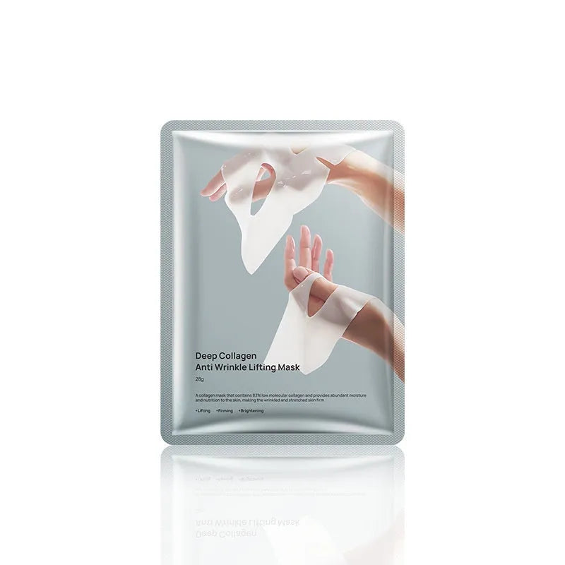 A single collagen facial sheet mask with 28ml serum for anti-wrinkle and moisturising care.