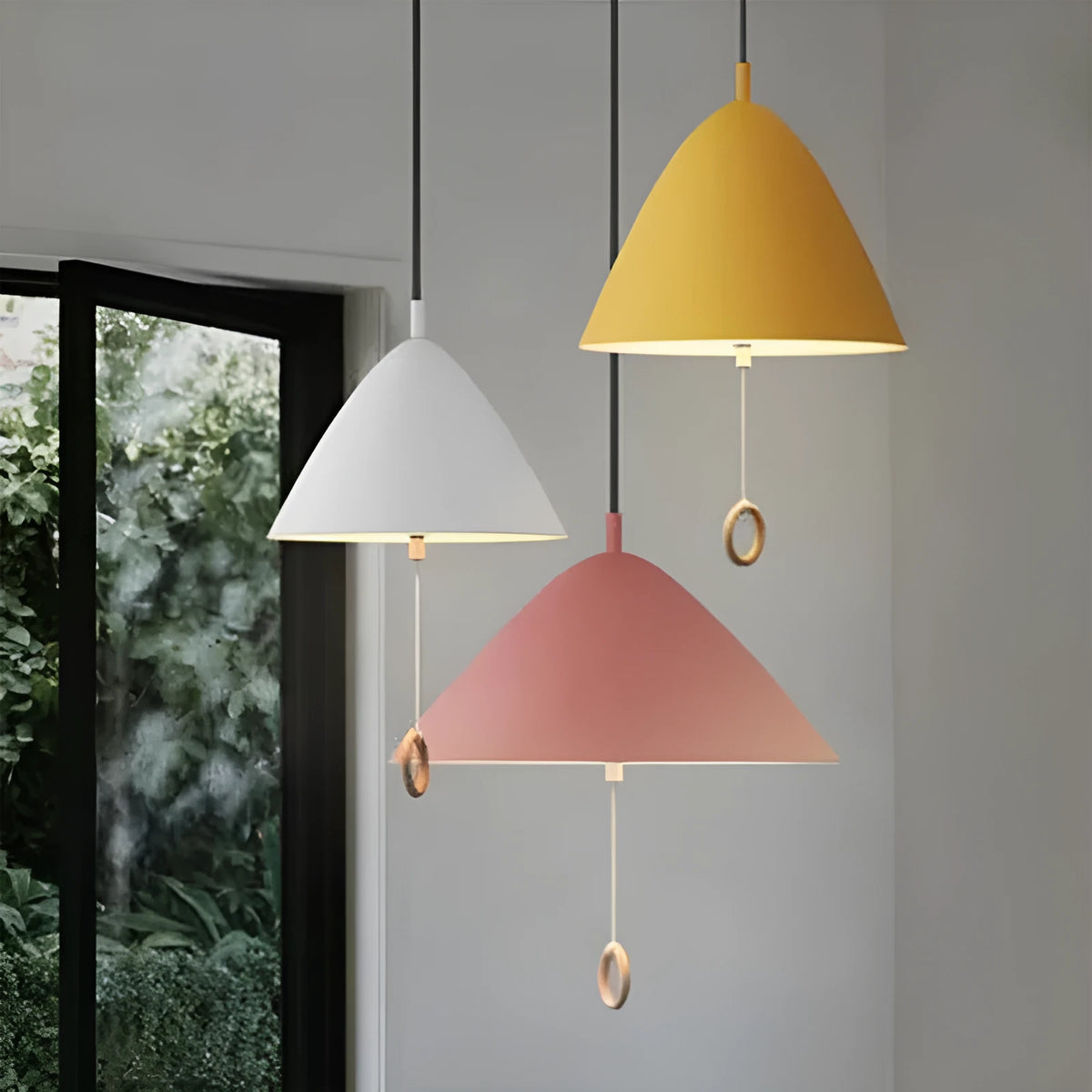 Nordic duplex creative restaurant chandelier pendant light in sand white colour, 40cm diameter