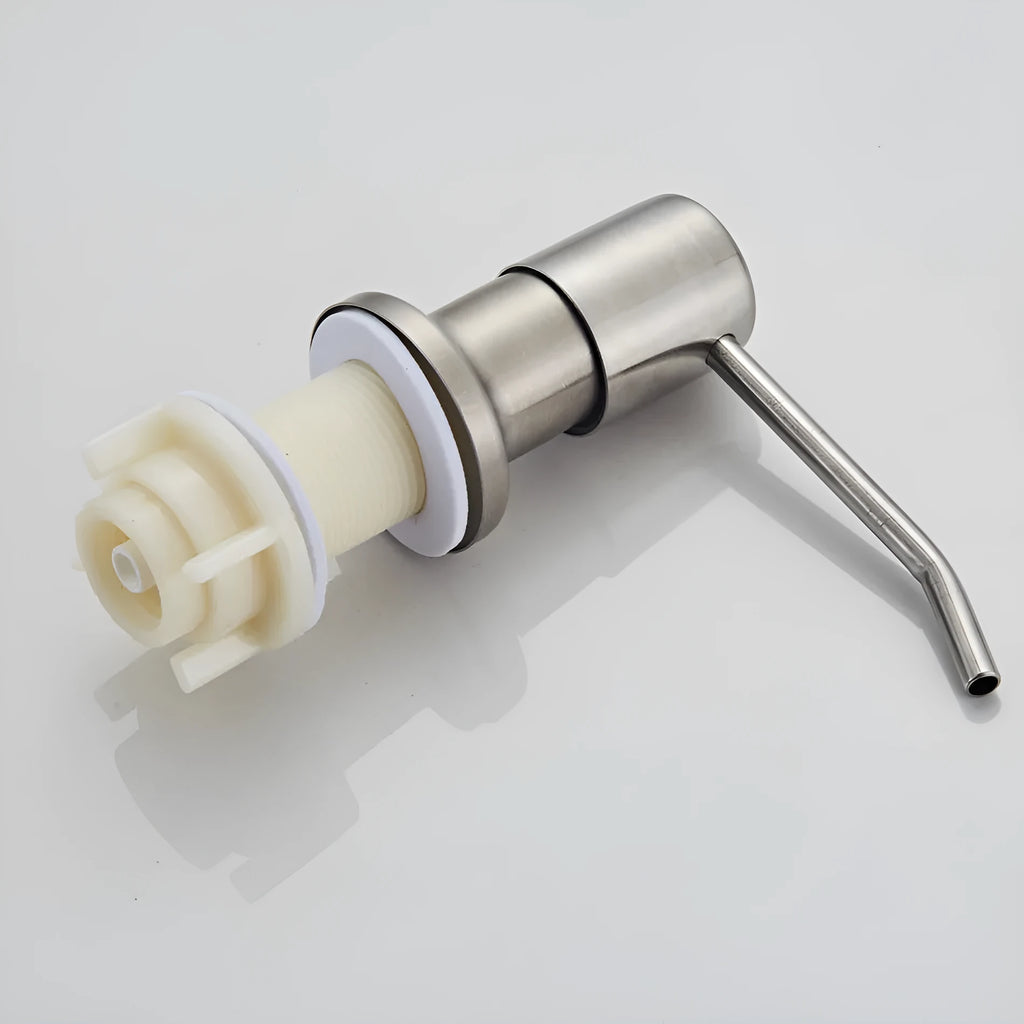 Stainless steel hand-press sink soap dispenser with 1.15m silicone extension tube for bathroom use