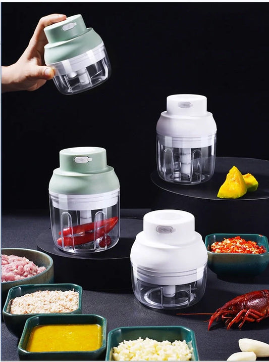 Mini Electric Garlic Masher with stainless steel blade for quick chopping