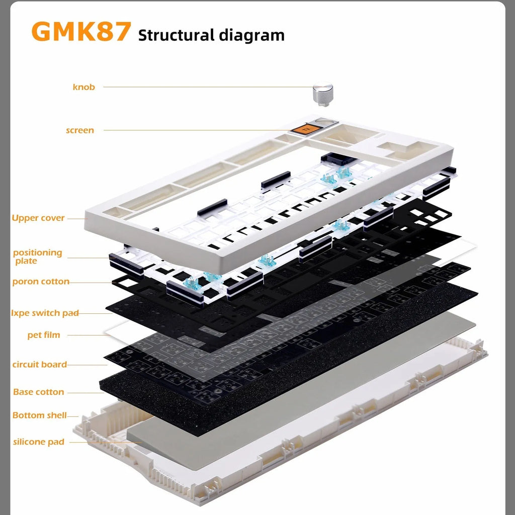 DIY mechanical keyboard kit with knob, hot-swap, RGB backlight, black ABS, 43cm