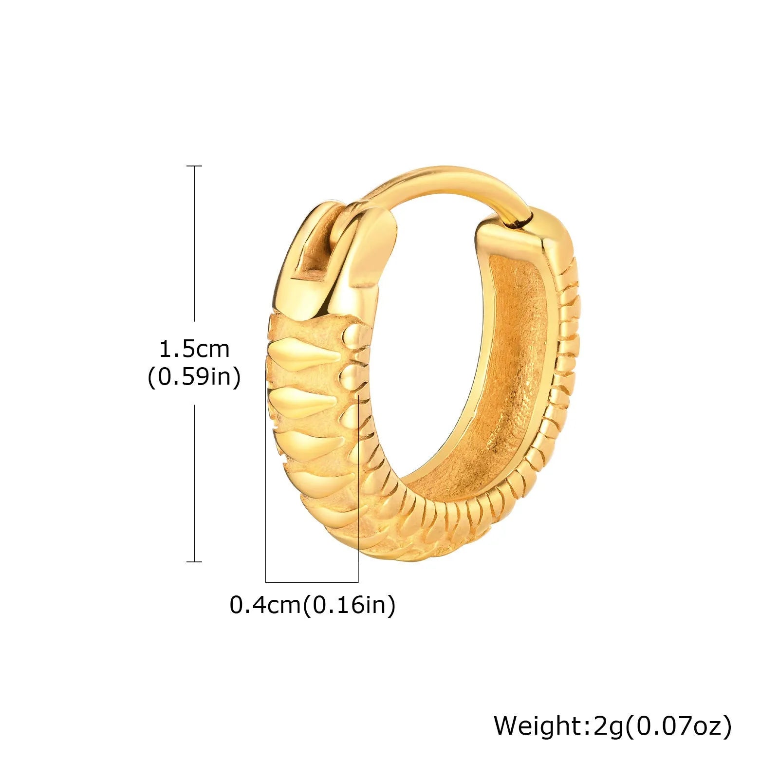 Stainless steel snake pattern earrings in black and gold colour options