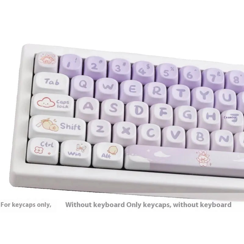 Gradient purple rabbit design PBT keycap set for mechanical keyboards with sublimation printing