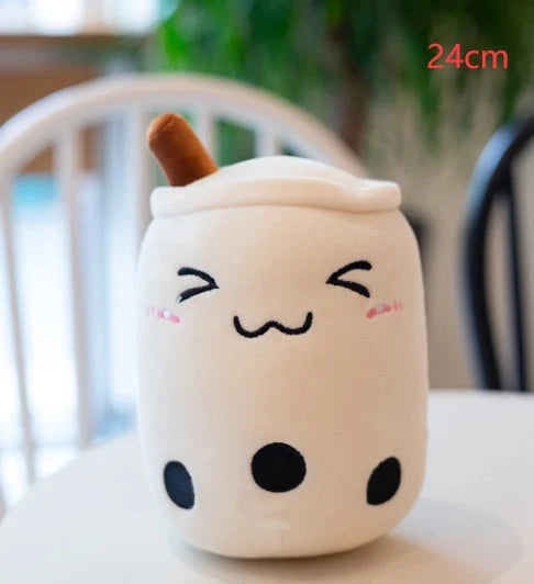 Strawberry Milk Tea Plush Boba Cup Toy in various colours and sizes