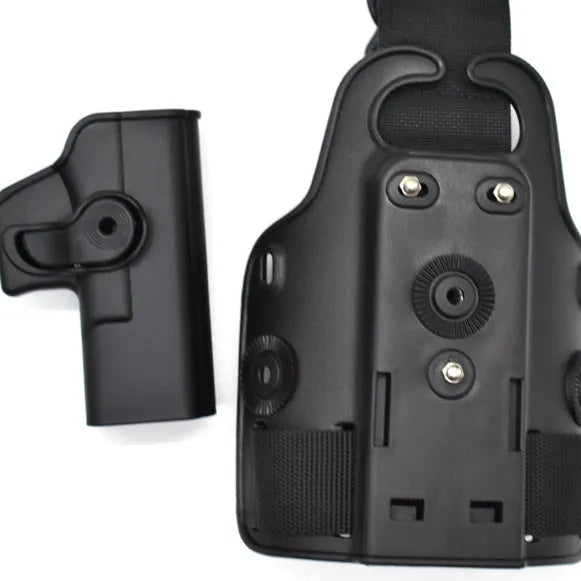 Green plastic leg tactical holster bag with quick-pull waist plate for outdoor sports.