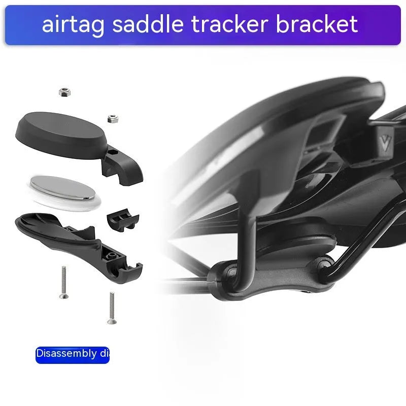 Black ABS plastic bicycle tracking bracket with anti-theft bolts for seat bow mounting