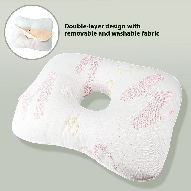Beauty salon single hole ear pillow in New Chinese style, showing dimensions and detachable cover option