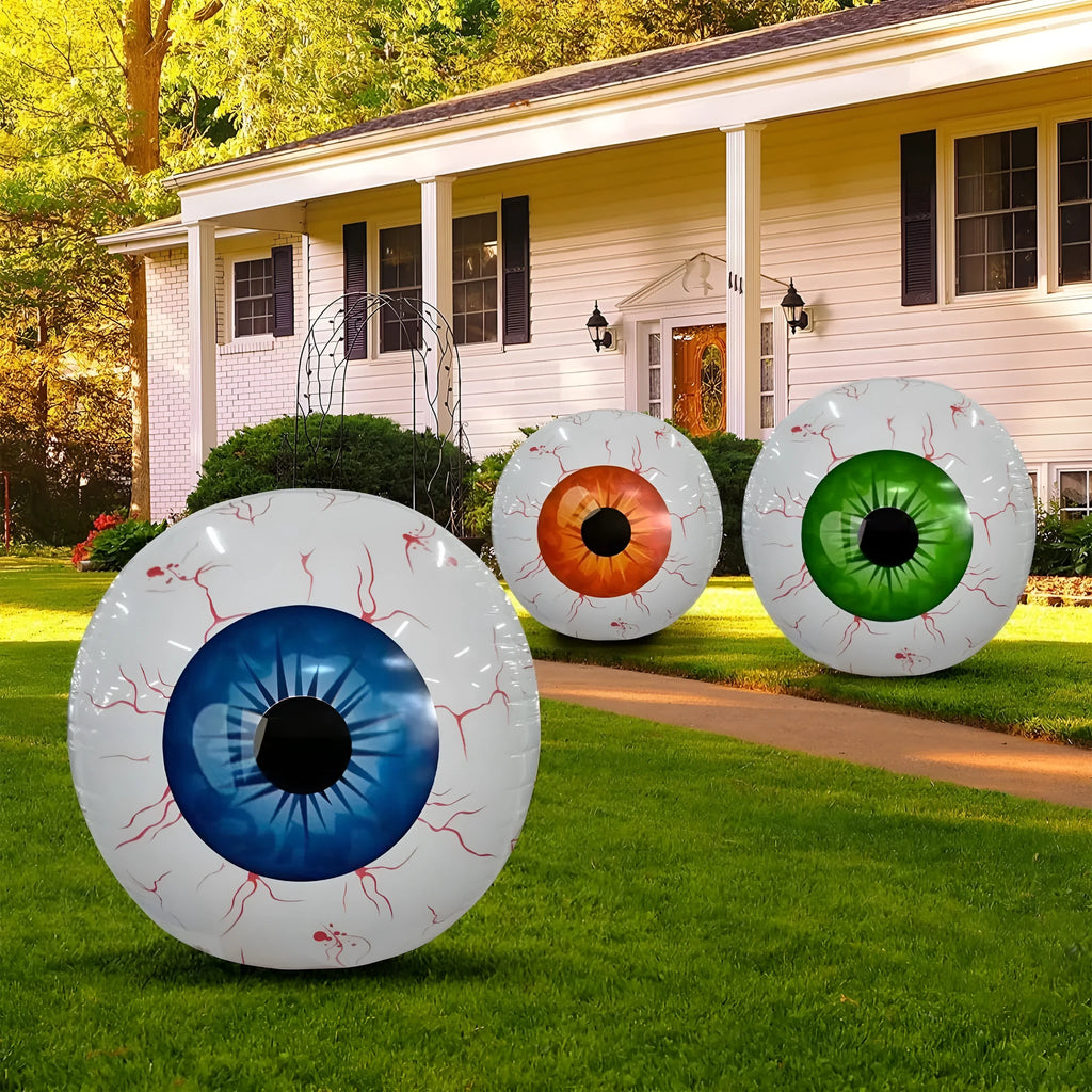 Halloween eyeball balloon with bloodshot pattern design in green, blue or red options