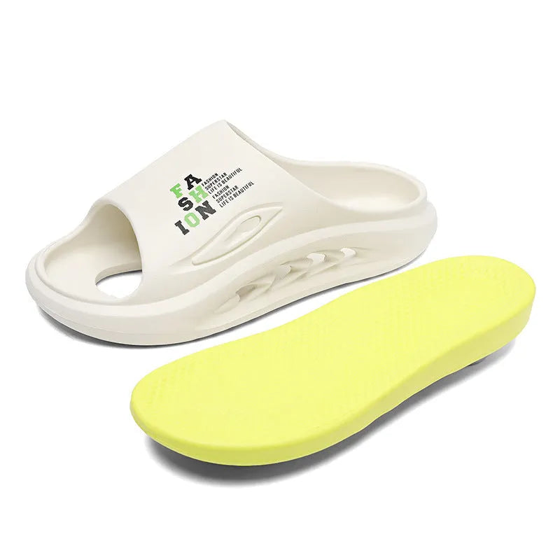 Men's colour blocked EVA slippers with thick sole in black, grey or white/green options