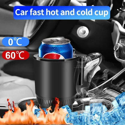 Smart car cup holder with digital temperature display, heating and cooling functions, and versatile design for car and office use