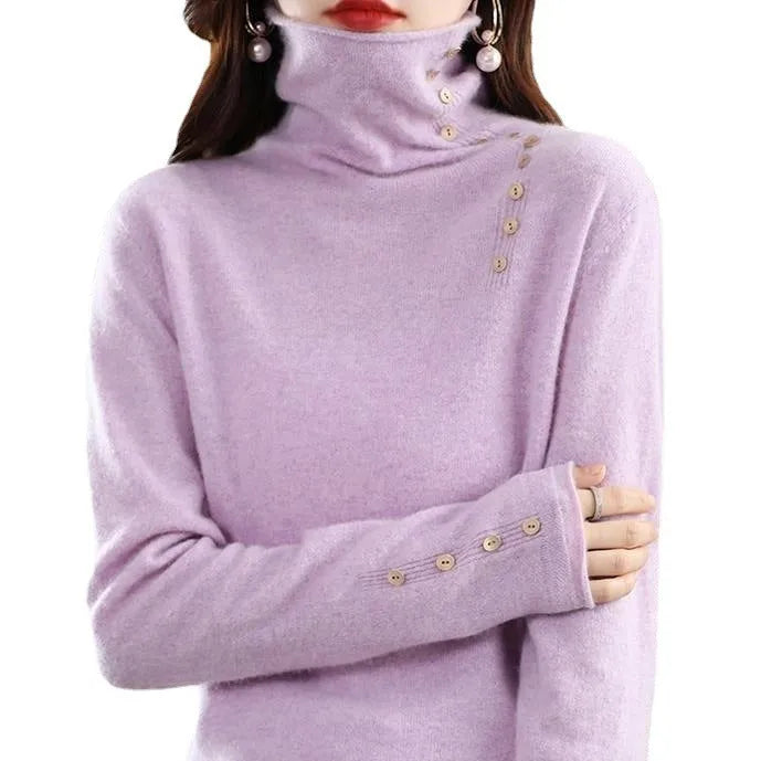 A slim fit, short-length knitted pullover shirt in a choice of eight colours on a model.