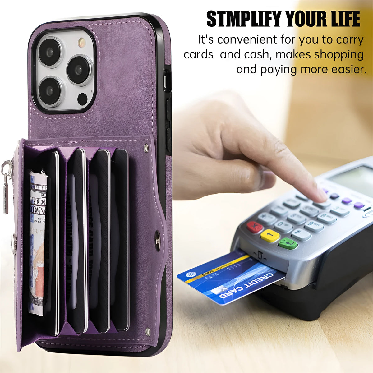 Blue phone case protective sleeve crossbody with magnetic closure, bracket stand, and card slot for iPhone models
