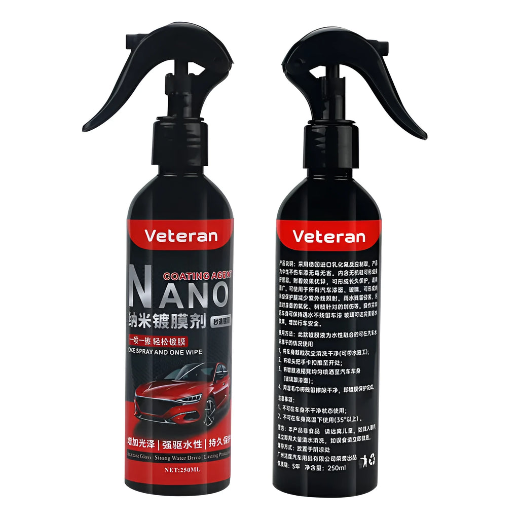 Car coating agent spray bottle with liquid polish for water-repellent vehicle protection
