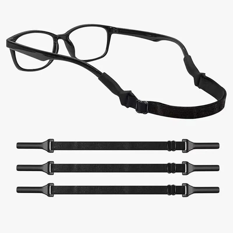 Black adjustable glasses cord with silicone ends for adult and children's eyewear retention