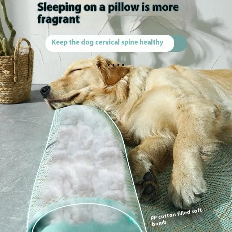 Large dog mat in Golden Green for summer kennel use, XL size 80x65x7cm
