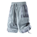 Men's plaid stitch cargo shorts in loose fit with cargo pockets and micro-elastic waistband
