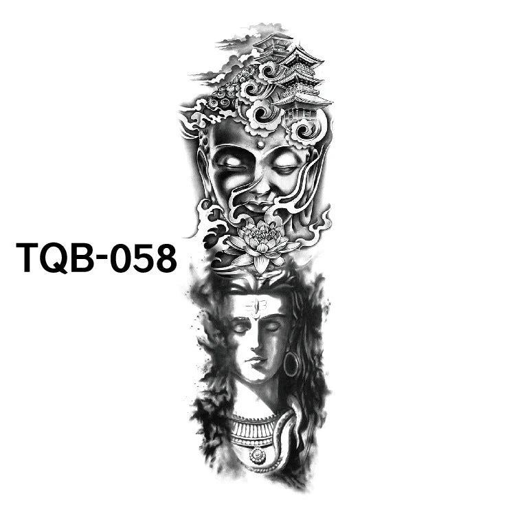 Waterproof full arm tattoo sticker with vibrant designs for temporary body art