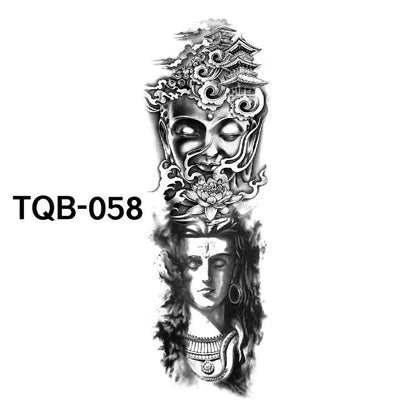 Waterproof full arm tattoo sticker with vibrant designs for temporary body art
