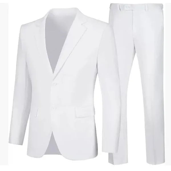 Men's slim fit viscose wedding dinner suit jacket set with matching trousers in five colours