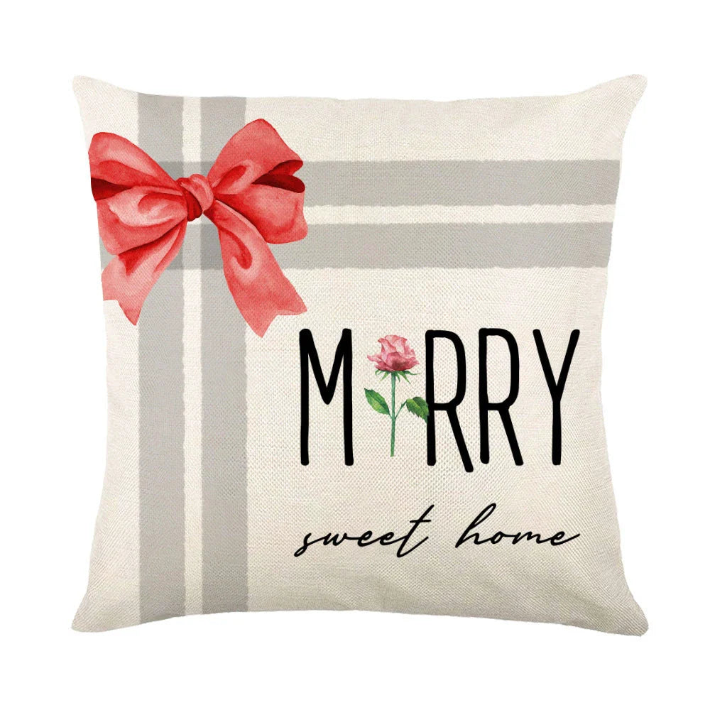 Cozy Christmas pillow covers with whimsical snowflake designs in various colors to decorate your home for the holidays.