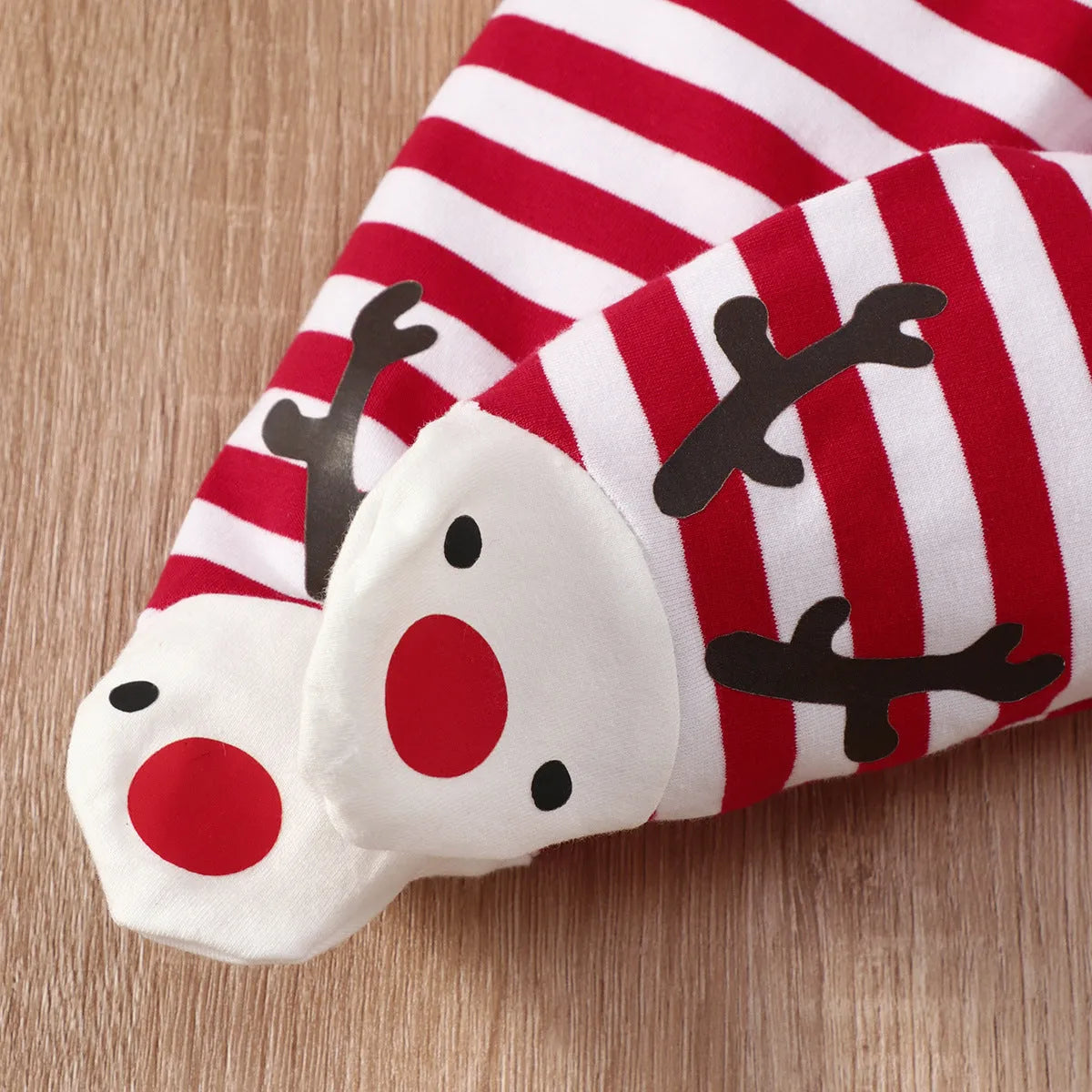 Baby Christmas elk striped hat set 3-piece green red cotton long sleeve top trousers and hat