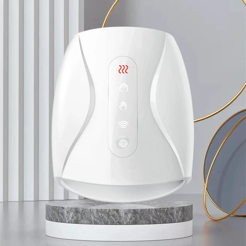 Electric mouse hand massage instrument with heating function, white colour, compact size 24x13cm