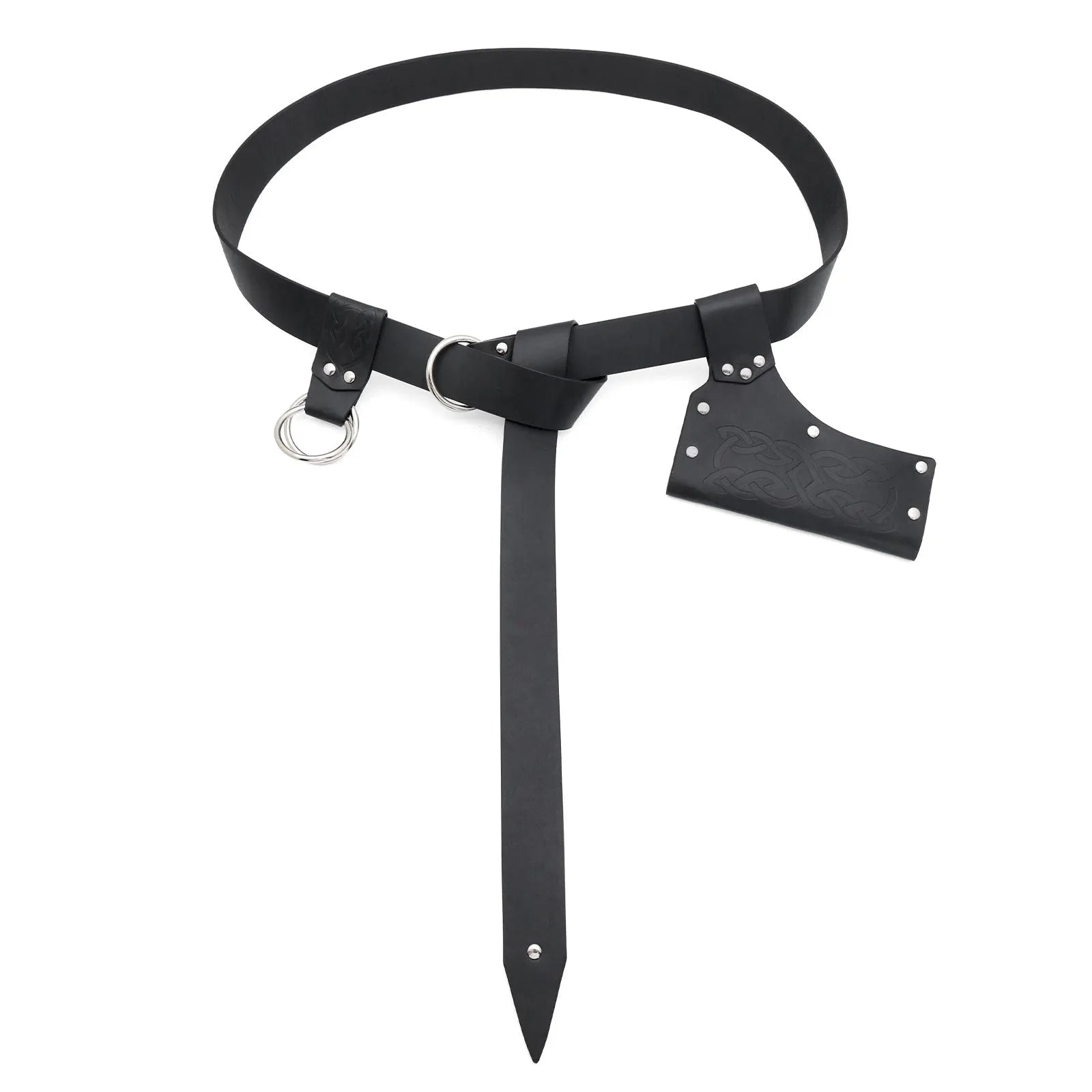 Medieval knight PU leather belt three-piece set in black for COSPLAY costume