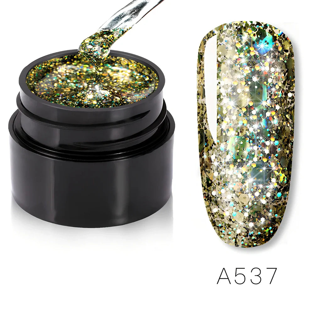 Bottle of colorful nail polish in shades RFA531 to RFA538, 10ml glass with glossy finish