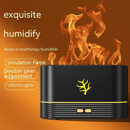USB Smart Flame Humidifier with LED Aroma Diffuser in white and black