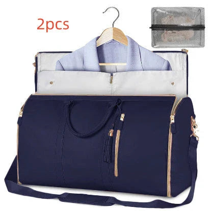 Spacious Travel Duffle Bag: Versatile Women's Handbag with Foldable Suit Compartment and Waterproof Design