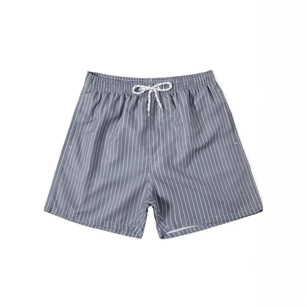 Men's striped casual shorts in polyester blend fabric with straight leg opening in light blue colour