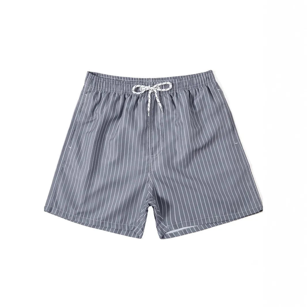 Men's striped casual shorts in polyester blend fabric with straight leg opening in light blue colour