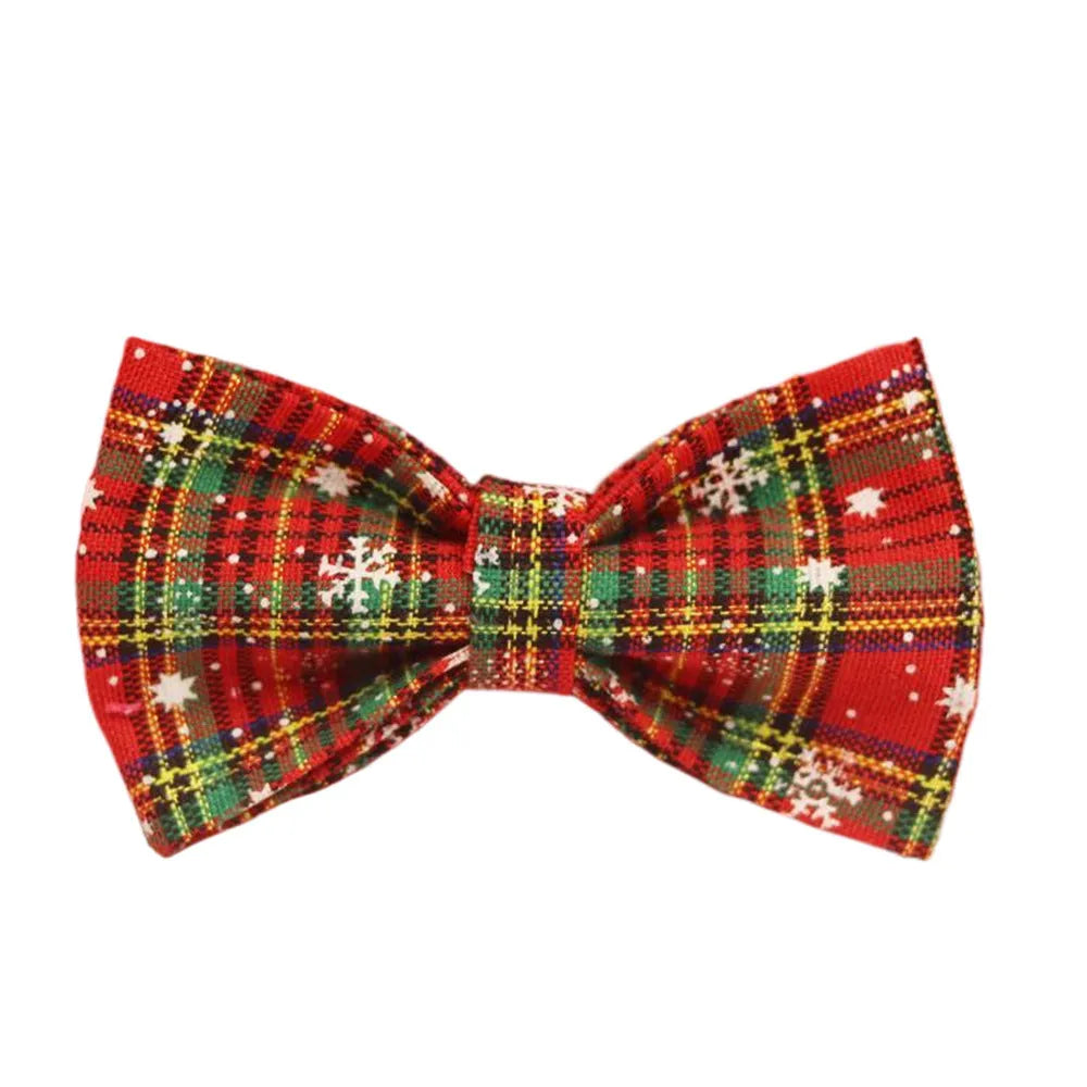 Red snowflake Christmas dog collar set with plaid leash and matching vest