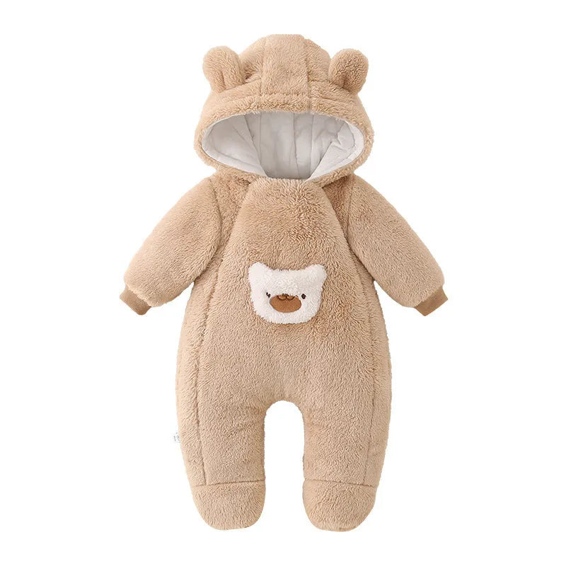 Class A thickened baby jumpsuit in milky white with zip closure, suitable for 66-100cm height