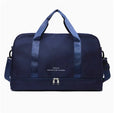 Large capacity waterproof travel bag in blue Oxford cloth for short business trips with dry wet separation compartment