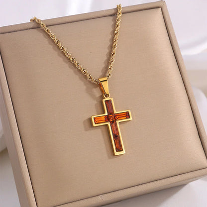 European and American style diamond cross necklace with no colour fading