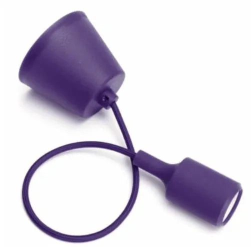 Coloured silicone pendant lamp holder with E26/E27 socket and 50cm adjustable cord