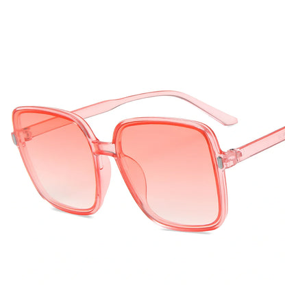 Big square sunglasses in leopard print frame with gray AC lenses, 14cm wide PC construction for UV protection