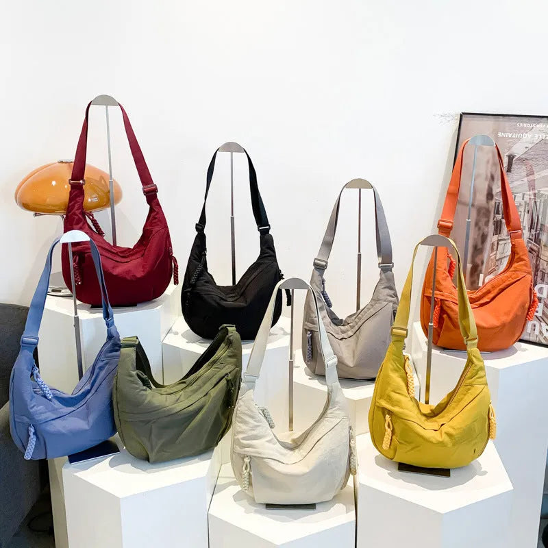 Nylon washed cloth shoulder bag large-capacity crossbody bag in multiple colours