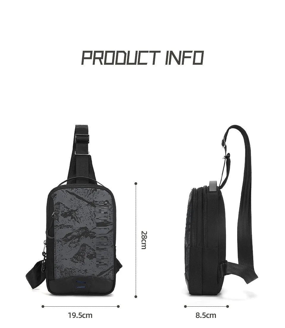 Casual black TPU camouflage chest bag with waterproof function and single shoulder strap