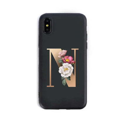 Alphabet silicone phone case showing individual letter design with TPU construction for iPhone protection