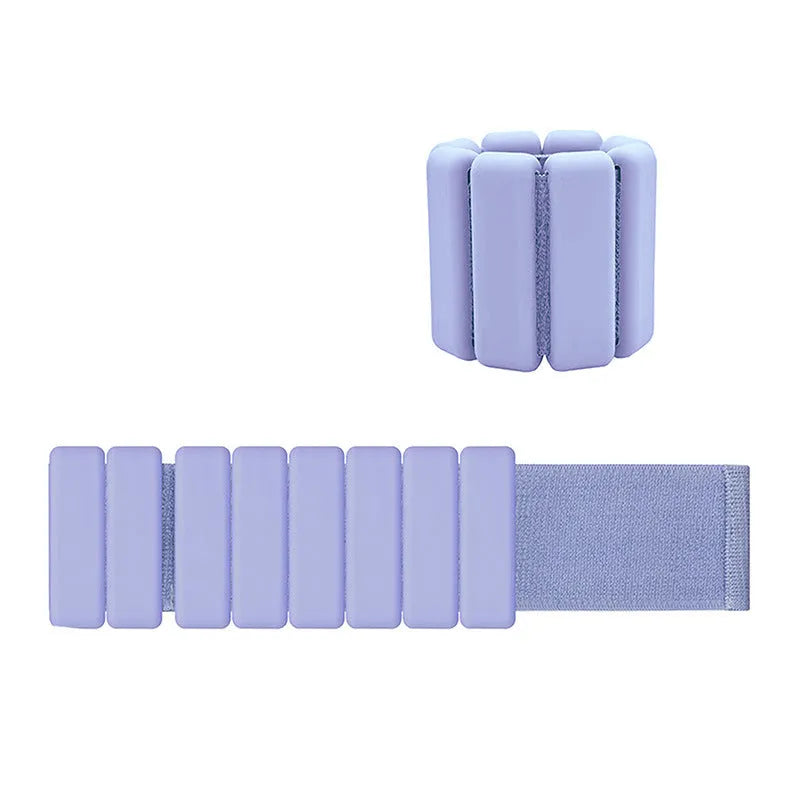Square silicone iron block weight-bearing bracelet with adjustable velcro in gray on white background