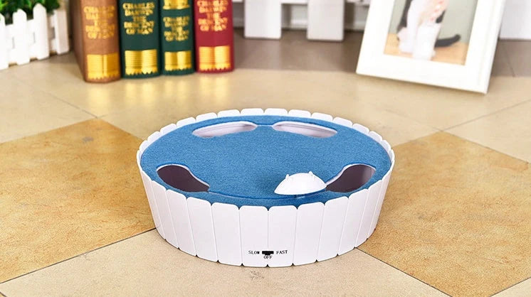 Automatic mouse cat teaser toy with remote control in green, rose red, and blue