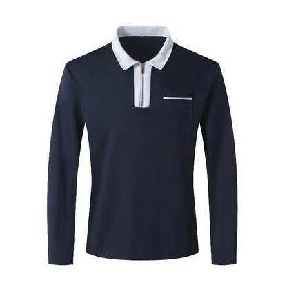 2024 Autumn Men's Long Sleeve Zipper Polo Shirts in various colors