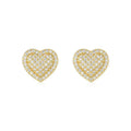 Golden heart-shaped stud earrings made from S925 silver with gold plating.